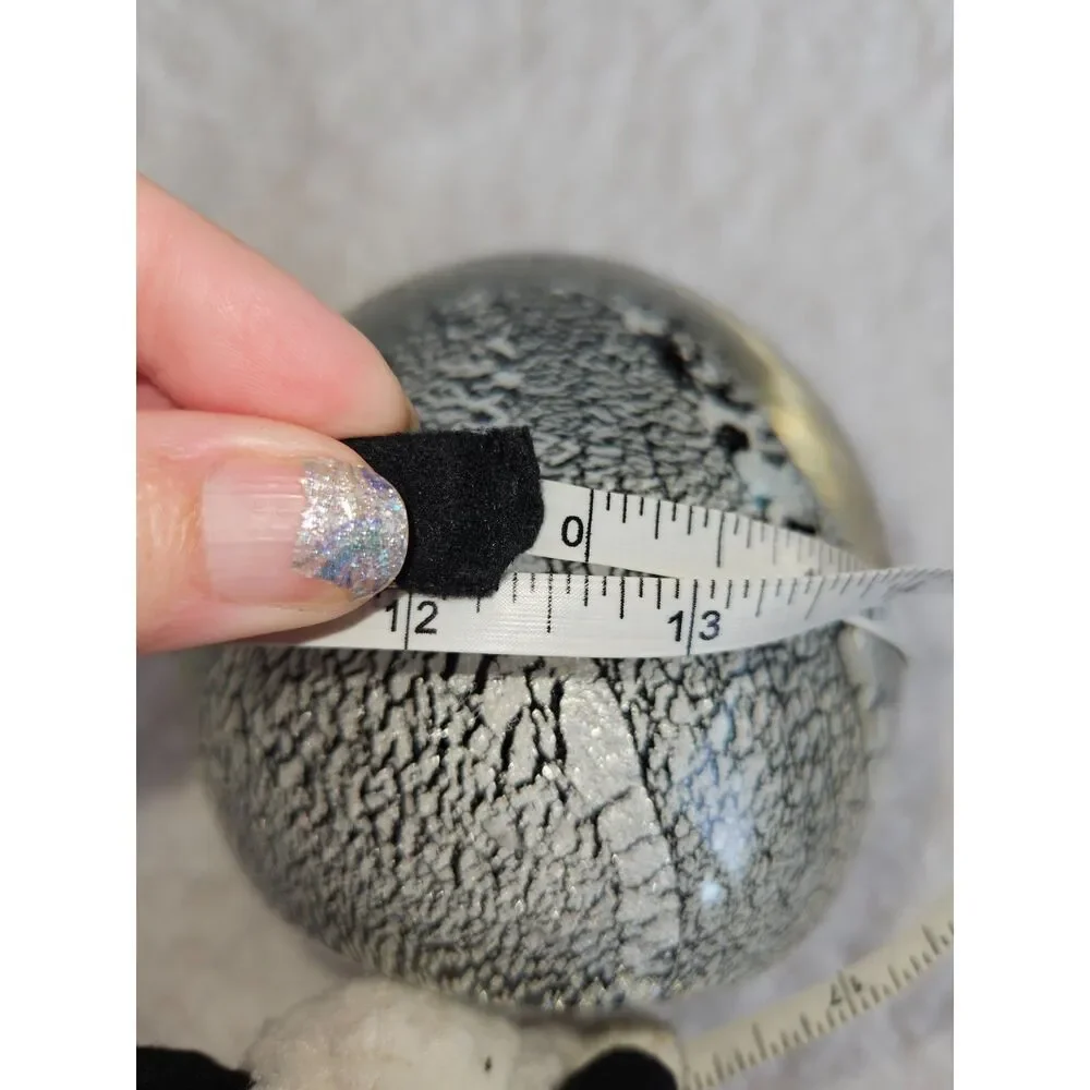 Vintage Art Glass Paperweight Silver Foil Crackle Webbed Egg Orb 4